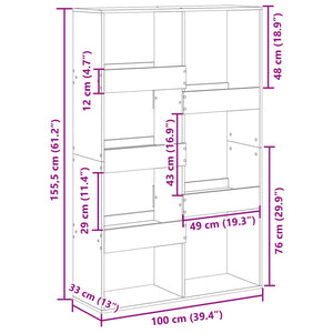 vidaXL Room Divider Smoked Oak 100x33x155.5 cm Engineered Wood