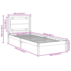vidaXL Solid Wood Bed Extra Long without Mattress 100x210 cm
