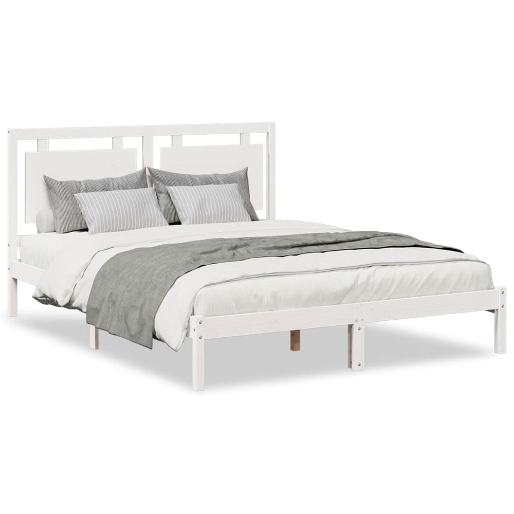 vidaXL Solid Wood Bed Extra Long without Mattress White 140x210 cm