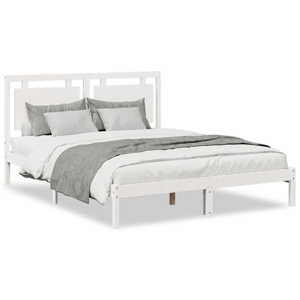 vidaXL Solid Wood Bed Extra Long without Mattress White 160x210 cm