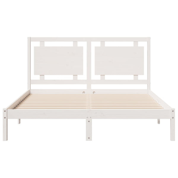 vidaXL Solid Wood Bed Extra Long without Mattress White 160x210 cm