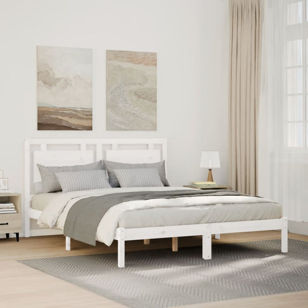 vidaXL Solid Wood Bed Extra Long without Mattress White 160x210 cm