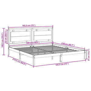 vidaXL Solid Wood Bed Extra Long without Mattress 180x210 cm