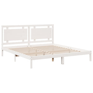 vidaXL Extra Long Solid Wood Bed without Mattress White 200x210 cm
