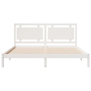 vidaXL Extra Long Solid Wood Bed without Mattress White 200x210 cm