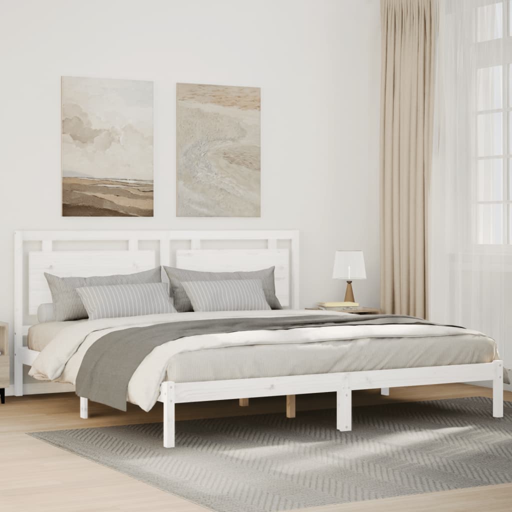 vidaXL Extra Long Solid Wood Bed without Mattress White 200x210 cm