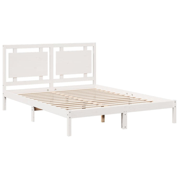 vidaXL Solid Wood Bed Extra Long without Mattress White 140x220 cm