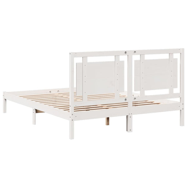 vidaXL Solid Wood Bed Extra Long without Mattress White 140x220 cm