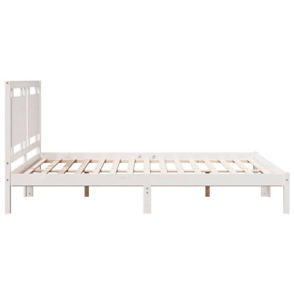 vidaXL Solid Wood Bed Extra Long without Mattress White 160x220 cm