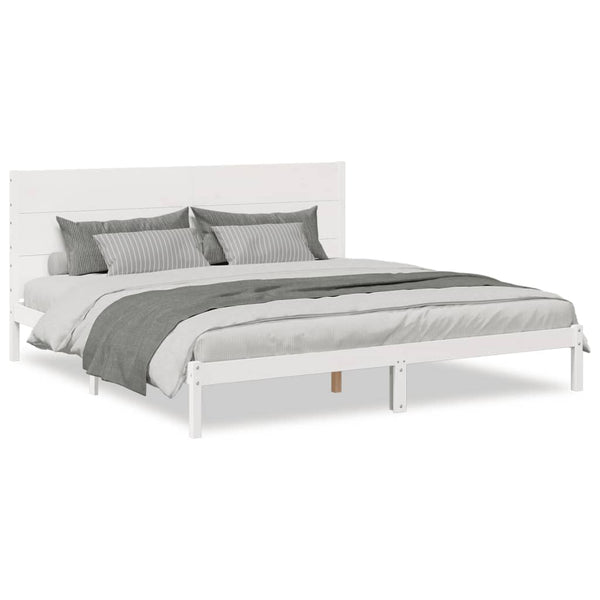 vidaXL Solid Wood Bed Extra Long without Mattress White 180x210 cm