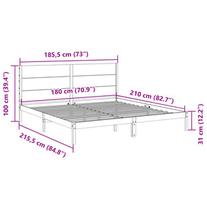 vidaXL Solid Wood Bed Extra Long without Mattress White 180x210 cm