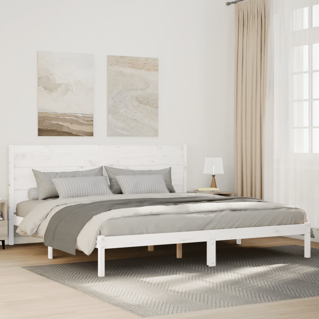 vidaXL Solid Wood Bed Extra Long without Mattress White 180x210 cm