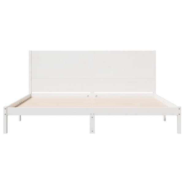 vidaXL Solid Wood Bed Extra Long without Mattress White 180x220 cm