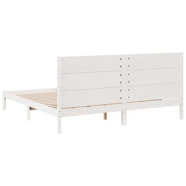 vidaXL Solid Wood Bed Extra Long without Mattress White 180x220 cm
