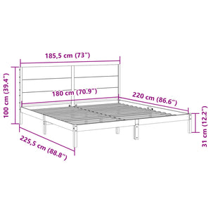 vidaXL Solid Wood Bed Extra Long without Mattress White 180x220 cm