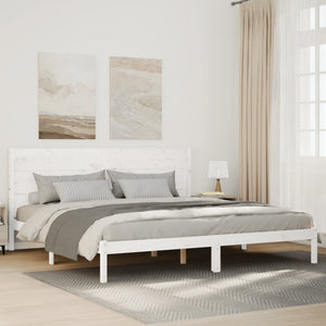 vidaXL Solid Wood Bed Extra Long without Mattress White 180x220 cm