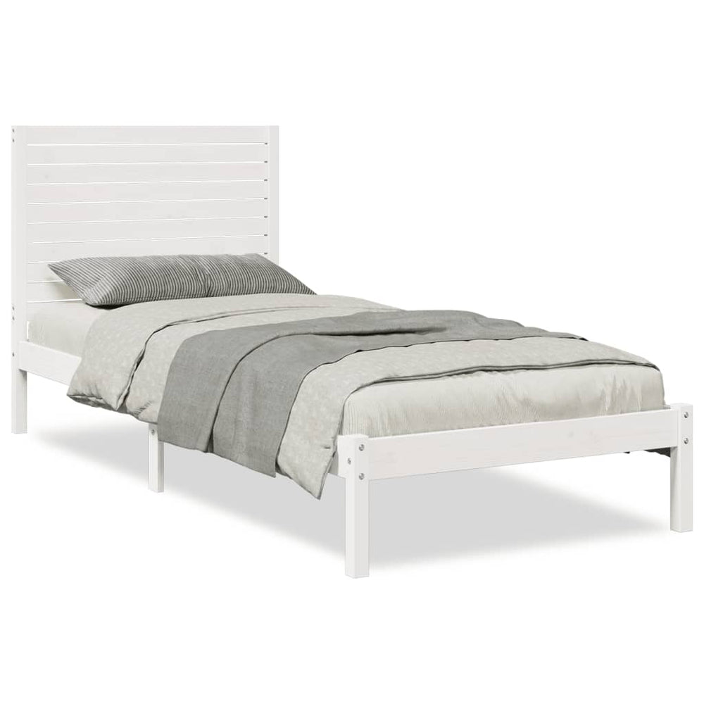vidaXL Solid Wood Bed Extra Long without Mattress White 90x210 cm