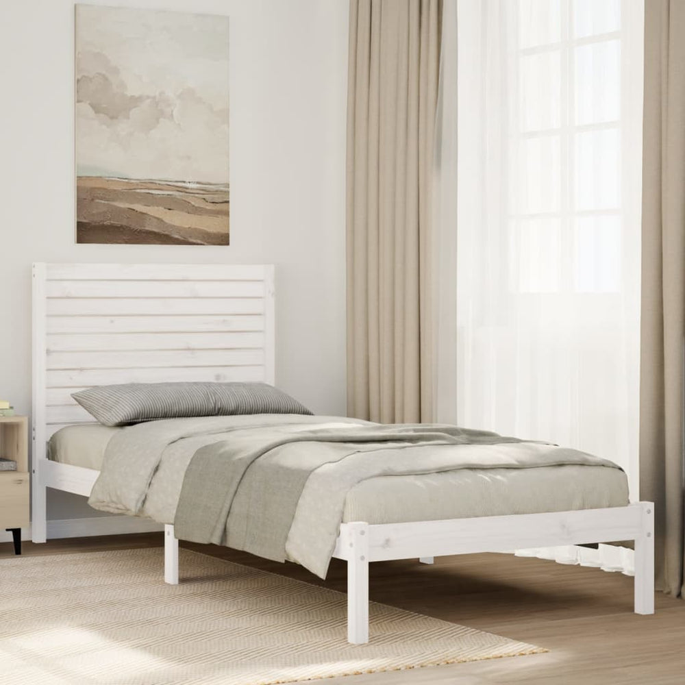 vidaXL Solid Wood Bed Extra Long without Mattress White 90x210 cm
