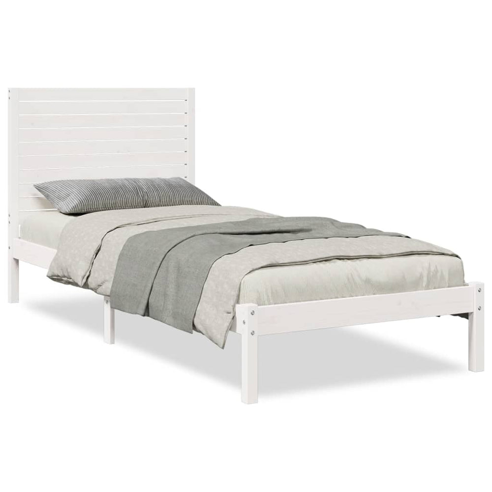 vidaXL Solid Wood Bed Extra Long without Mattress White 90x220 cm