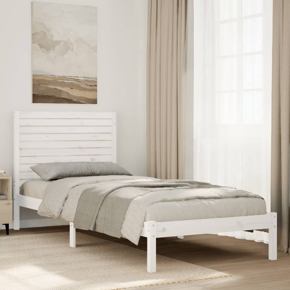 vidaXL Solid Wood Bed Extra Long without Mattress White 90x220 cm