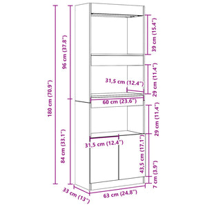 vidaXL Highboard White 63x33x180 cm Engineered Wood