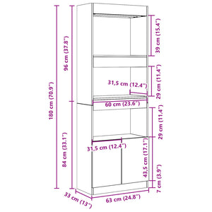 vidaXL Highboard 63x33x180 cm Sonoma Oak Engineered Wood