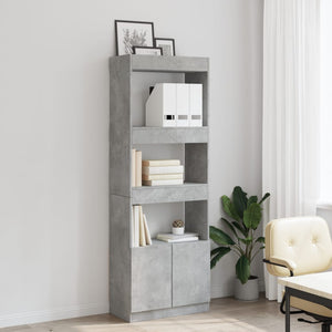 vidaXL Highboard 63x33x180 cm Concrete Grey Engineered Wood