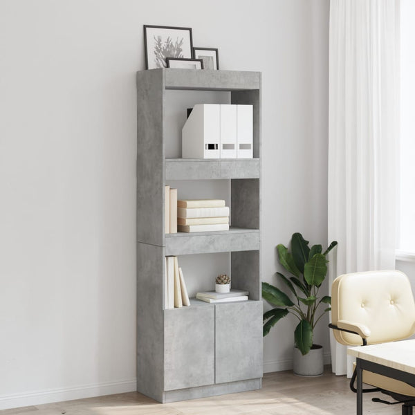 vidaXL Highboard 63x33x180 cm Concrete Grey Engineered Wood