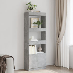 vidaXL Highboard 63x33x180 cm Concrete Grey Engineered Wood