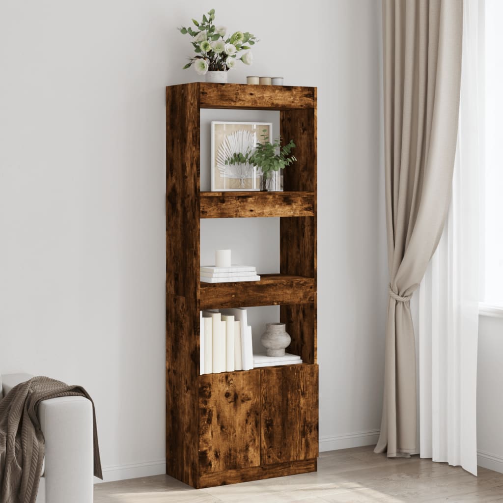 vidaXL Highboard 63x33x180 cm Smoked Oak Engineered Wood