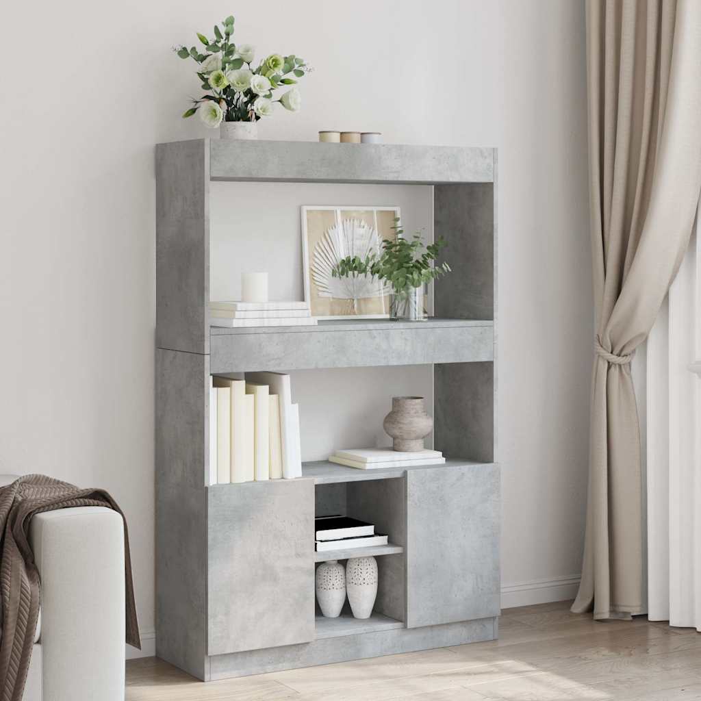 vidaXL Highboard Concrete Gray 92x33x140 cm Engineered Wood