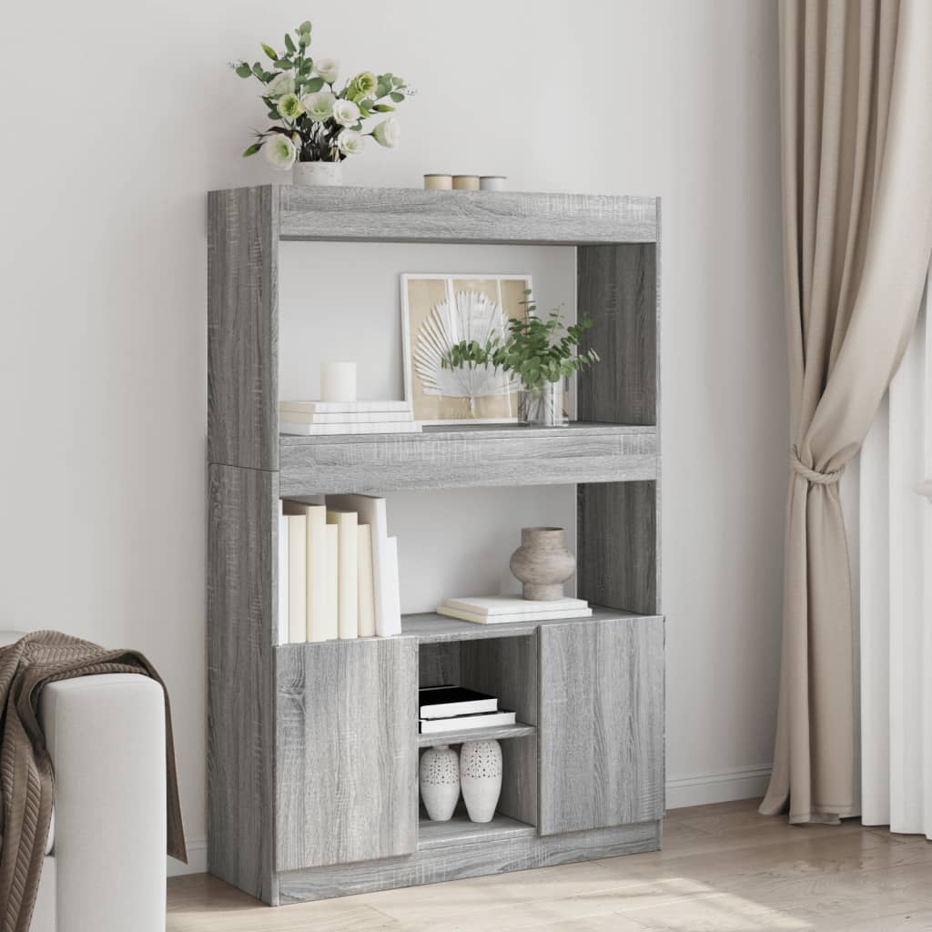 vidaXL Highboard Grey Sonoma 92x33x140 cm Engineered Wood