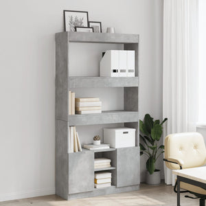 vidaXL Highboard Concrete Grey 92x33x180 cm Engineered Wood