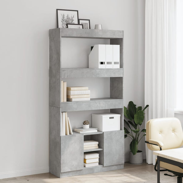 vidaXL Highboard Concrete Grey 92x33x180 cm Engineered Wood