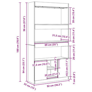 vidaXL Highboard Concrete Grey 92x33x180 cm Engineered Wood