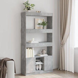 vidaXL Highboard Concrete Grey 92x33x180 cm Engineered Wood