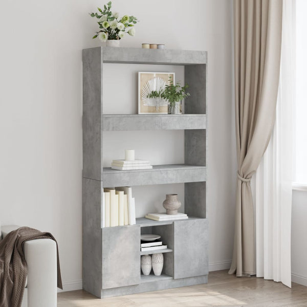 vidaXL Highboard Concrete Grey 92x33x180 cm Engineered Wood