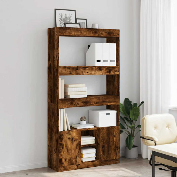 vidaXL Highboard Smoked Oak 92x33x180 cm Engineered Wood