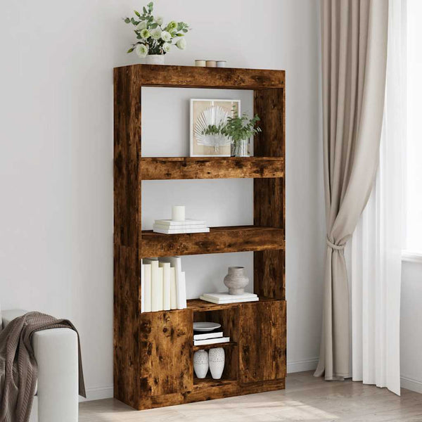 vidaXL Highboard Smoked Oak 92x33x180 cm Engineered Wood