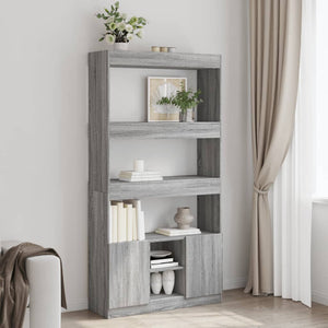 vidaXL Highboard Grey Sonoma 92x33x180 cm Engineered Wood