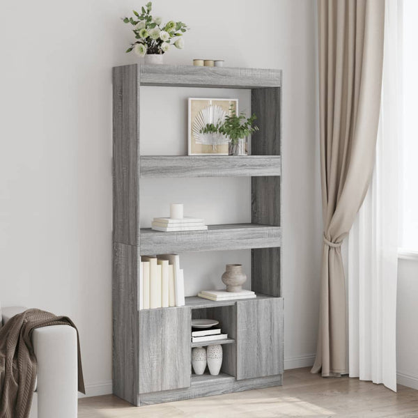 vidaXL Highboard Grey Sonoma 92x33x180 cm Engineered Wood