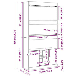 vidaXL Highboard Reclaimed Wood Look 92x33x180 cm Engineered Wood