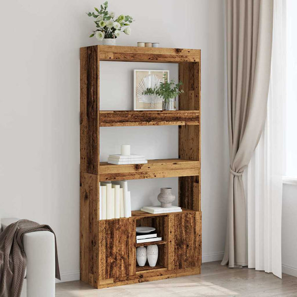 vidaXL Highboard Reclaimed Wood Look 92x33x180 cm Engineered Wood