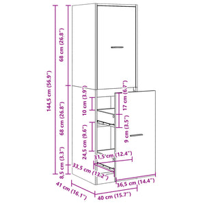 vidaXL Tall Cabinet Black 40x41x144.5 cm Engineered Wood
