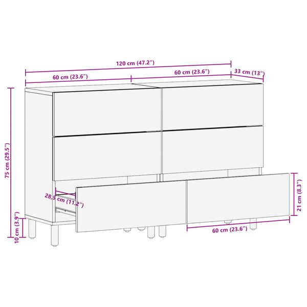 vidaXL Sideboards 2 pcs. Black 60x33x75 cm Engineered Wood