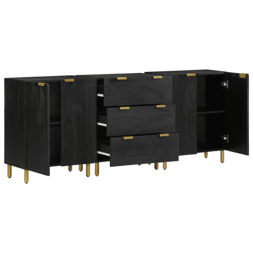 vidaXL 3-Piece Sideboard Set Black Engineered Wood