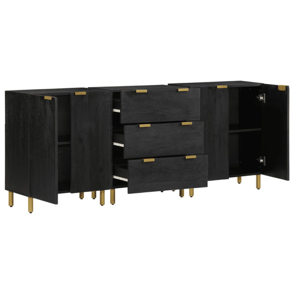 vidaXL 3-Piece Sideboard Set Black Engineered Wood