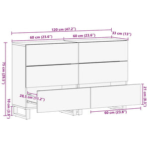 vidaXL Sideboards 2 pcs. Black 60x33x75 cm Solid Mango Wood