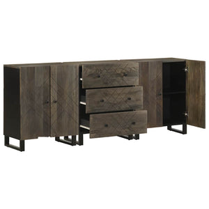 vidaXL 3-piece Sideboard Set Black 60x33x75 cm Solid Mango Wood