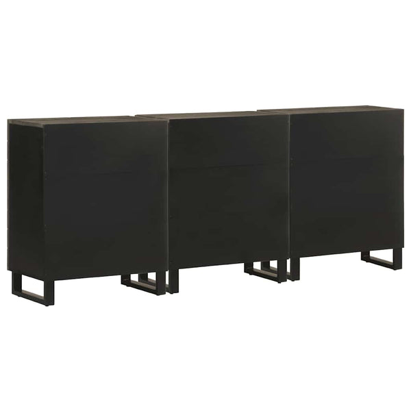 vidaXL 3-piece Sideboard Set Black 60x33x75 cm Solid Mango Wood